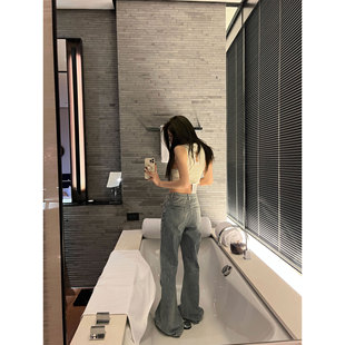 中古复古色辣妹直筒牛仔裤 XinleiLin 型好哭了春日浅色 版 推荐