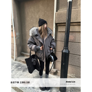 暖宝宝 Xinlei 加色 爆款 带毛领派克服90白鸭绒羽绒服女秋冬 Lin