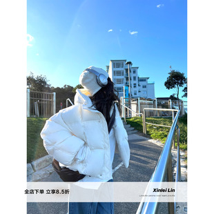 云感蓬松90白鸭绒连帽面包puff短款 冬日泡芙 羽绒服 Lin Xinlei