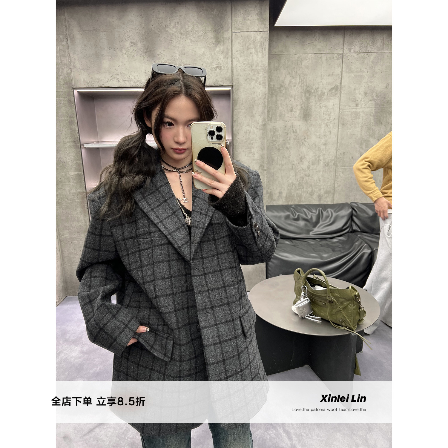 XinleiLin格子西装外套