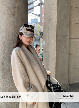 Xinlei Lin“圣保罗大衣”70羊毛双面呢氛围感围脖长短大衣外套女