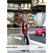 泼墨水洗重工艺弯刀牛仔裤 Xinlei e牛仔裤 Lin 粉墨登场