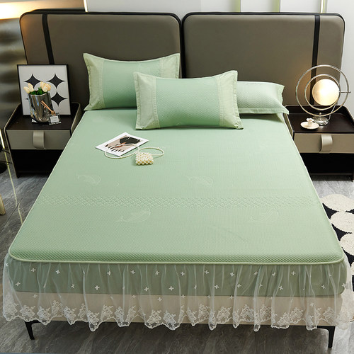 A类凉感蕾丝床笠款凉席三件套床裙式全包围空调席可机洗床罩席子