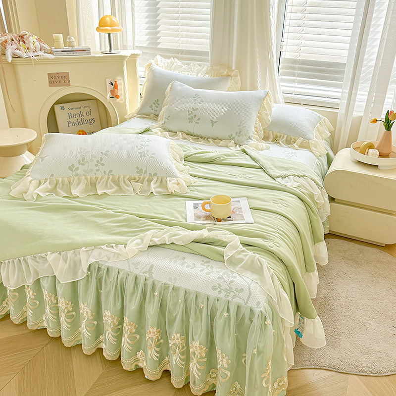 夏季冰豆豆凉席夏凉被四件套冰丝席床裙款三件套公主风空调软席,床上用品,冰丝席,淘宝优惠券,粉丝福利购,淘宝优惠卷