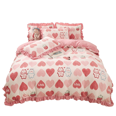 加厚保暖牛奶绒四件套ins珊瑚绒