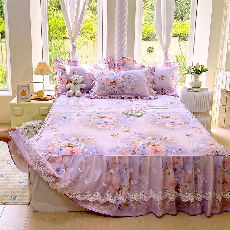 公主风蕾丝花边床裙韩式床裙三件套四件套防滑床单床罩四季床上