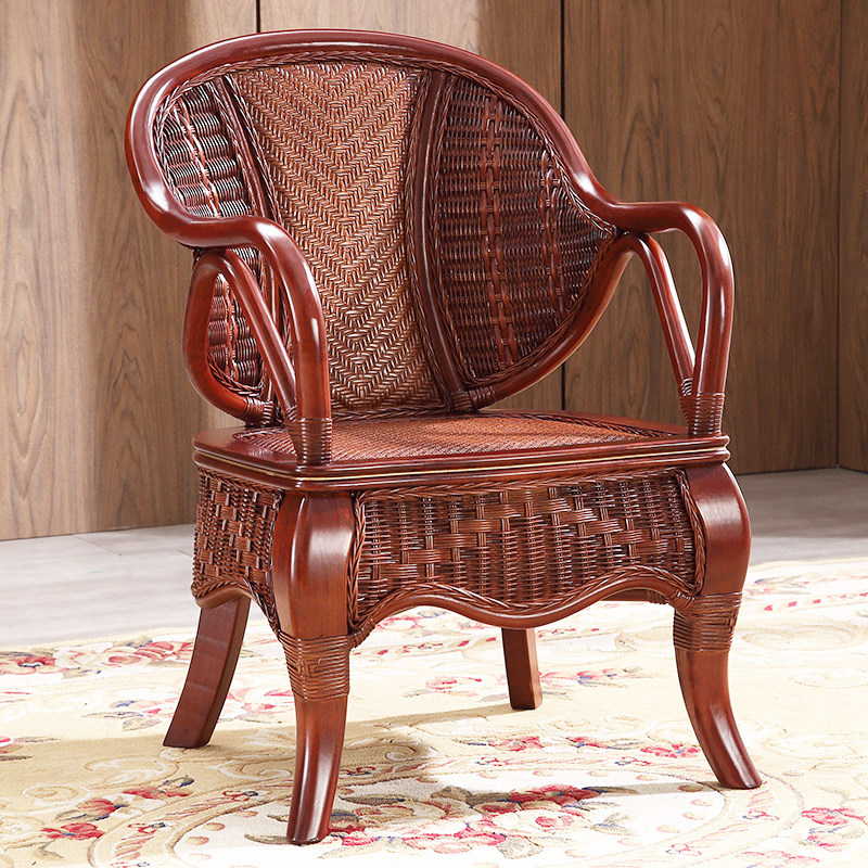 藤椅天然真藤藤编靠背椅家用阳台老人椅子休O闲滕椅办公腾椅三件,住宅家具,阳台椅,淘宝优惠券,粉丝福利购,淘宝优惠卷