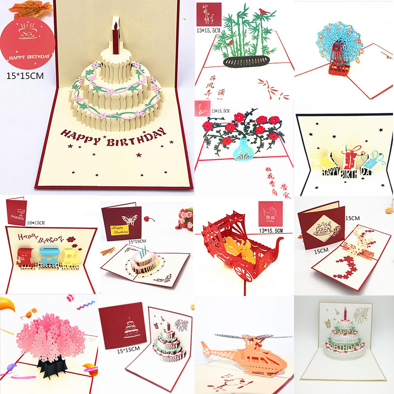 happy birthday postcard greeting gift cards blank paper 3d h