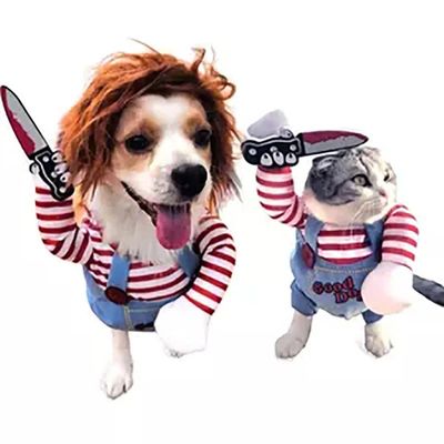 Dog Cat Pet Funny Costume Chucky Deadly Doll Cosplay Party F