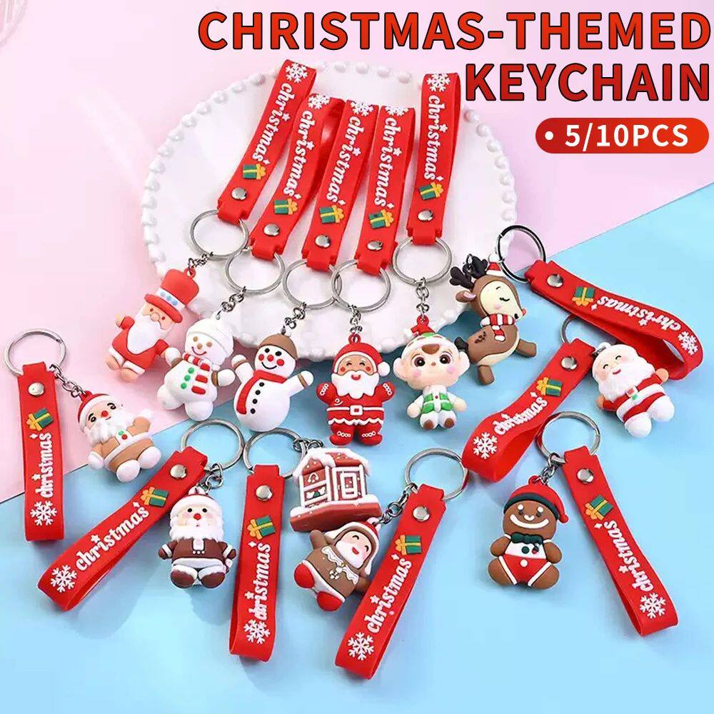 5/10PCS Christmas Cartoon Keychain Ring - Perfect Small Gift