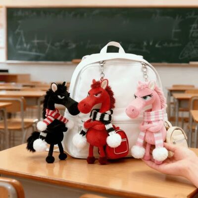 Exquisite Cartoon Horse Keychain Craftsmanship With Scarf Po