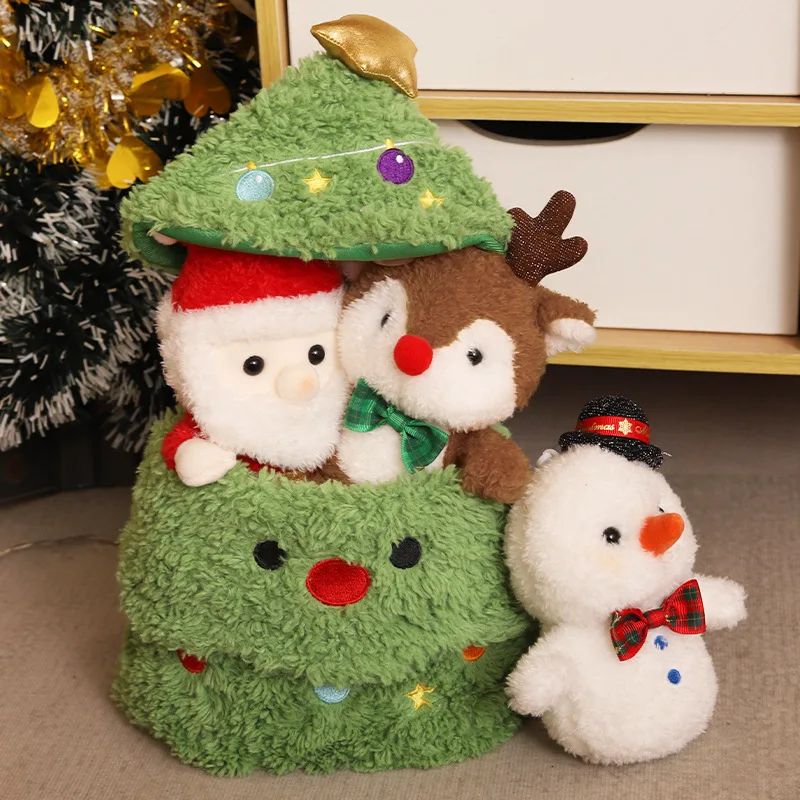 Cartoon Stuffed Doll Plush Toys Gift Box Santa Claus Snowman