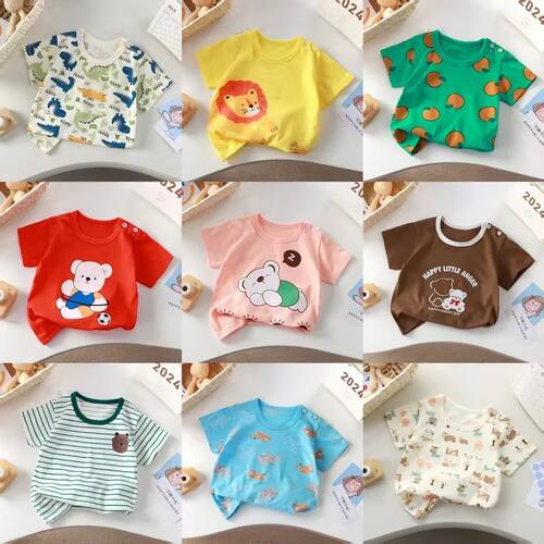 2-6Y New Cartoon T-shirt Pure Cotton Girls Short-sleeved Sum