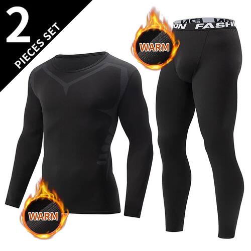 2/4 Pcs Autumn/Winter Men's Black Long Sleeved Pants Underwe