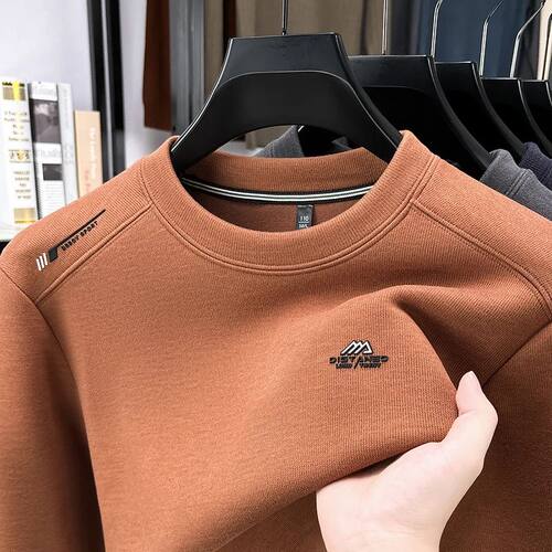 Brand letter embossed men's pullover high-end luxury thicken