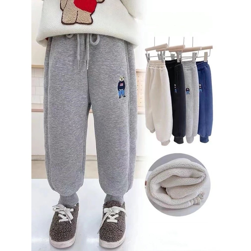 Kids Winter Thick Padded Pants Plus Velvet Warm Trousers Aut