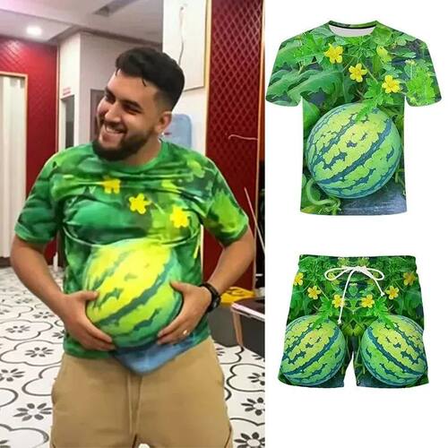 2026 Hot-Selling Summer Trend Watermelon Pattern Men Top 3D