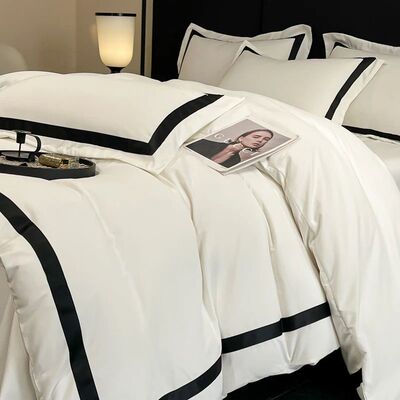 2025 Luxury Hotel Bedding Sets Thick Brushed Bed Sheets Whit