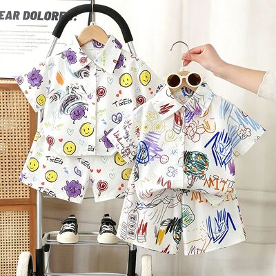 0-5Y Kids Baby Boy Clothes Summer Floral Print Sets 2Pcs Sho