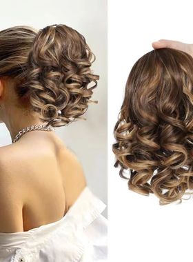 Short Curly Drawstring Ponytail Extensions Synthetic Clip In