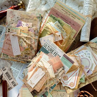 JIANQI 100pcs/pack Decor Scrapbook Vintage Materials Paper C