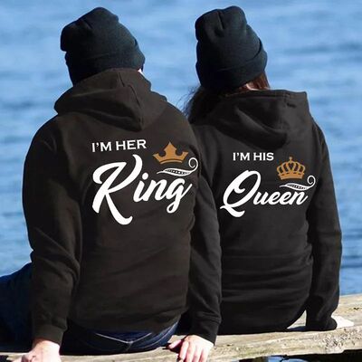 Printing Her King or His Queen Lover Hoodies Harajuku Fashio