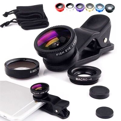 3in1 Fisheye Wide Angle Micro Camera Lens for iPhone Xiaomi