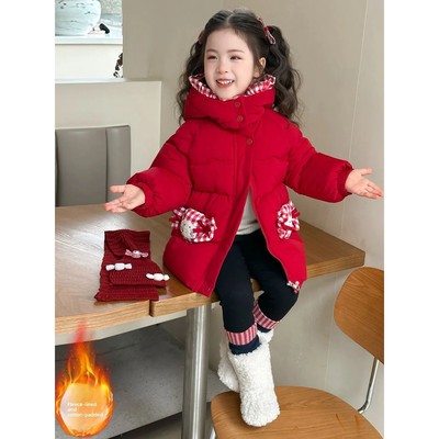 Thiened Cotton Jaet for Baby Girls Sweet Sle Winter Clothes