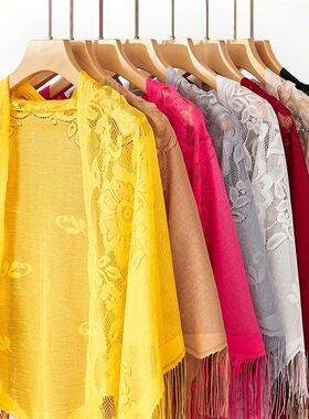 New Embroidery Lace Scarf Shawl Floral Triangular Veil Shawl