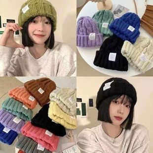 Casual Elastic Knitted Woolen Cap Windproof Solid Color Ear