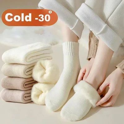 3 Pairs Women Socks Wool Autumn Winter Warm Snow Markron Col