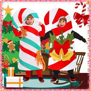 Kids Christmas Costumes Candy Cane Cosplay Clothes Kids Sant
