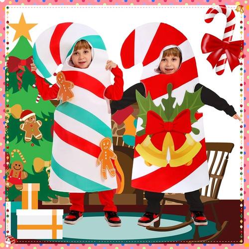 Kids Christmas Costumes Candy Cane Cosplay Clothes Kids Sant