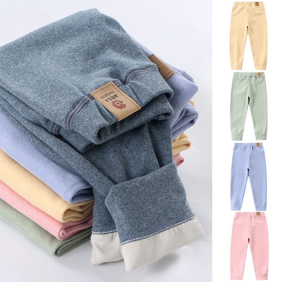 Children Fleece-lined Pants for Teenager Boys Girls Warm and