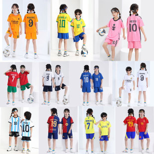 23-24-25小学生足球服梅西C罗内马尔号球衣儿童足球服运动服套装