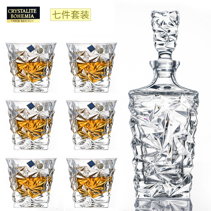 进口捷克BOHEMIA波西米亚水晶玻璃酒瓶威士忌酒杯醒酒器 酒具套装