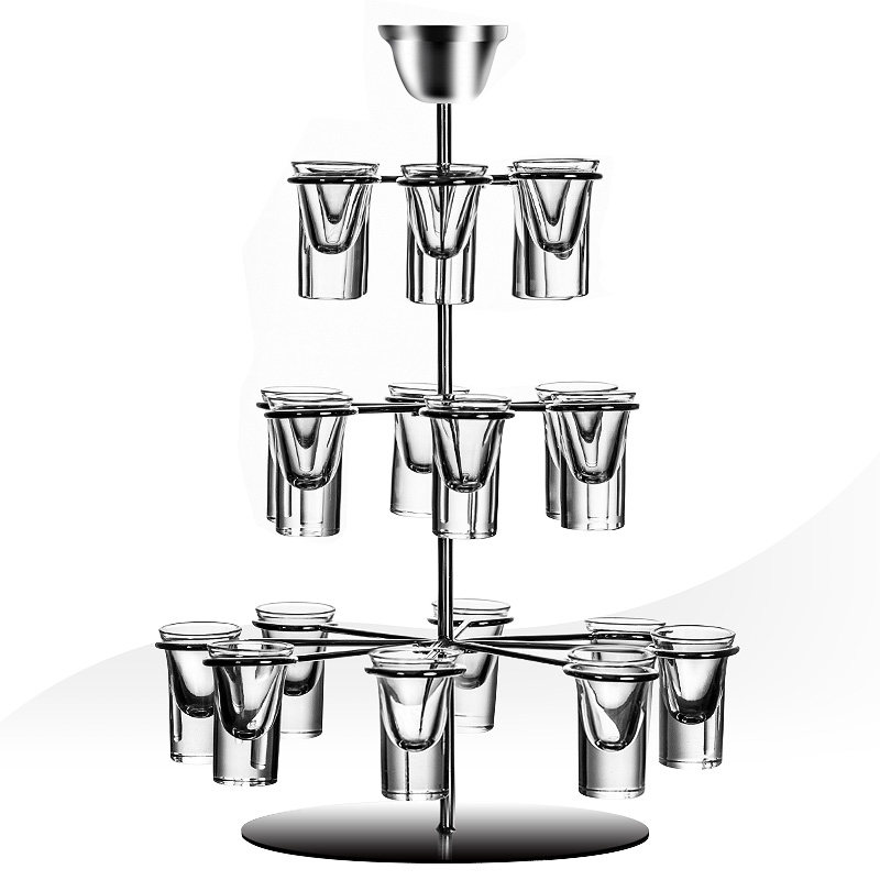 餐厅不锈钢白酒杯架子家用收纳架酒吧水晶玻璃小酒杯一口杯架套装