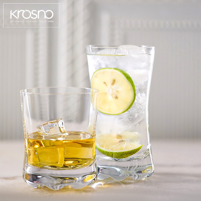 Krosno波兰进口创意花底水晶玻璃威士忌杯洋酒杯啤酒杯家用果汁杯