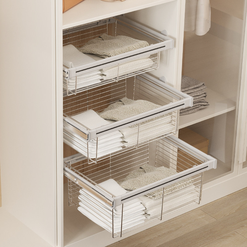 衣柜拉篮抽屉式裤架伸缩家用衣橱推拉裤抽衣帽间收纳内置五金配件,基础建材,衣柜拉篮,淘宝优惠券,粉丝福利购,淘宝优惠卷