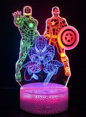 漫威钢铁侠蜘蛛侠3D小夜灯