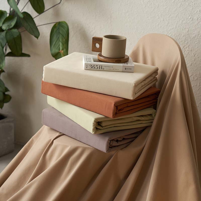 清茉纯色50S全棉磨毛贡缎100棉