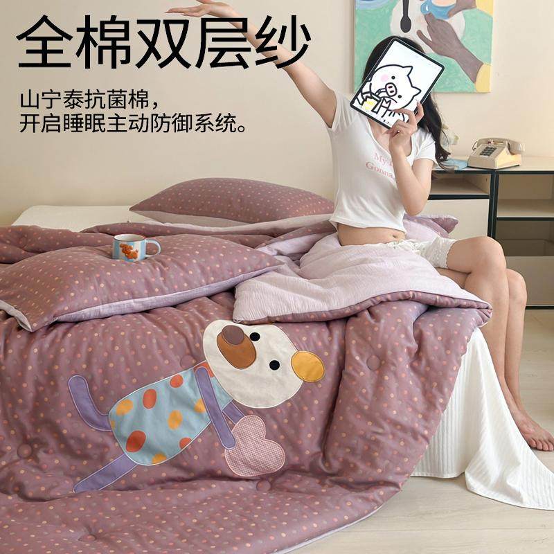 a类全棉双层纱儿童被子冬被冬季加厚保暖卡通贴布绣幼儿园春秋被,床上用品,化纤被,淘宝优惠券,粉丝福利购,淘宝优惠卷