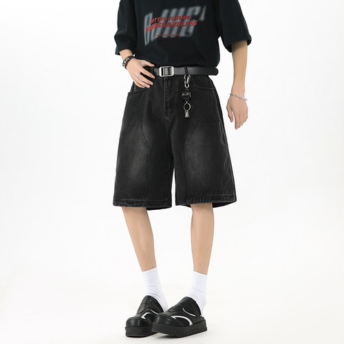 牛仔短裤男夏季复古工装五分裤