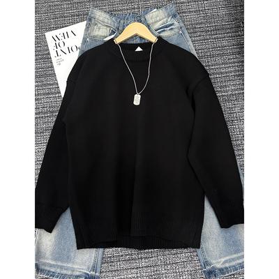 黑色毛衣男女同款针织衫高级感内搭打底衫宽松慵懒风潮流保暖内搭