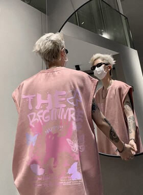 美式背心男夏季2026新款潮牌宽松重磅无袖t恤痞帅上衣坎肩体恤衫