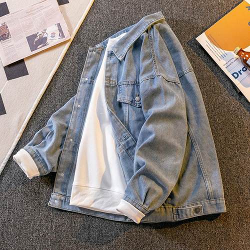 秋冬季牛仔外套男高街潮牌宽松工装夹克港风休闲运动百搭上衣