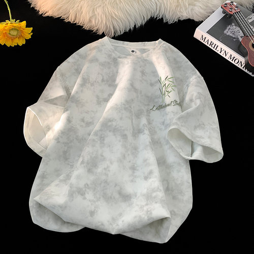 t恤潮流扎染衣服宽松半袖半截袖