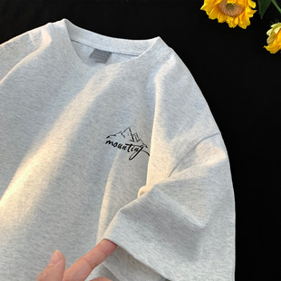 潮牌半袖 简约美式 2025新款 T恤男夏季 宽松百搭ins 潮流重磅纯棉短袖