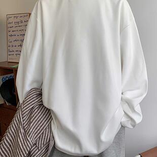 纯色半高领德绒长袖T恤男款秋冬季美式复古休闲宽松内搭打底衫男