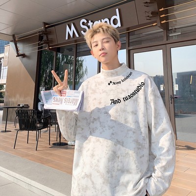 冬季潮流脏脏德绒半高领打底衫男款大码男装男装加绒保暖内搭卫衣